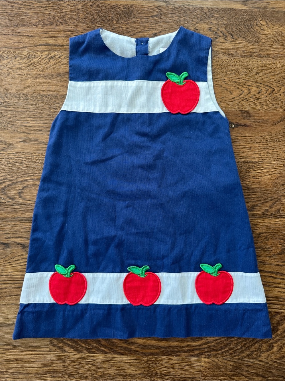 Eliza James Apple Appliqué A-line Corduroy Jumper